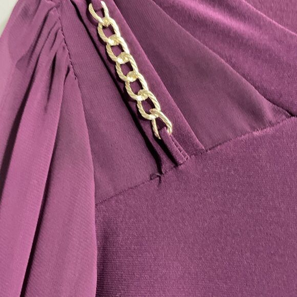 Adele & May  Blouse M Sheer 3/4 Sleeve V-Neck Keyhole Boho Feminine Top - Picture 9 of 12